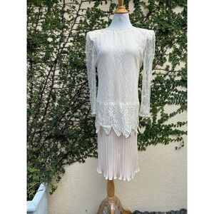Barbara Chodos for Michael Marcella Drop Waiste Lace Dress Micropleated Skirt